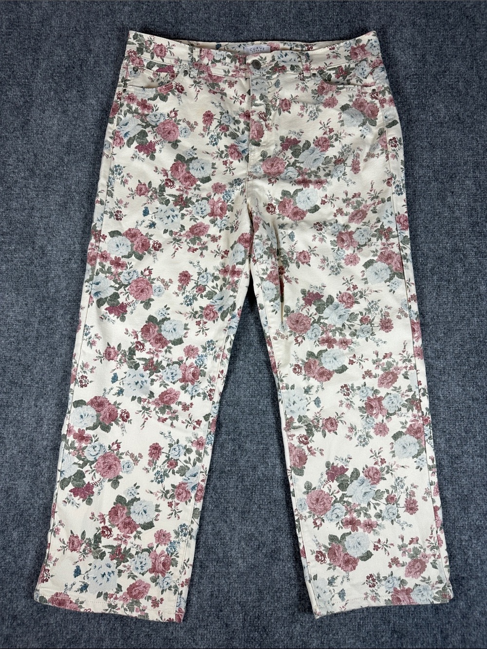 Curve Appeal High-Rise Straight Leg Floral Jeans Women’s Size 16